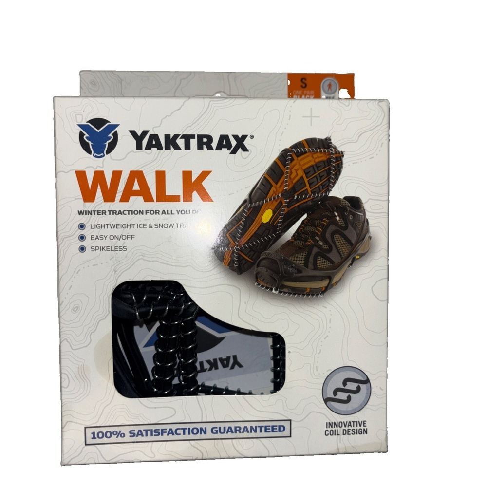Yaktrax Walk Ice Snow Traction Cleats Black Small 08601 Winter Spikeless Coils